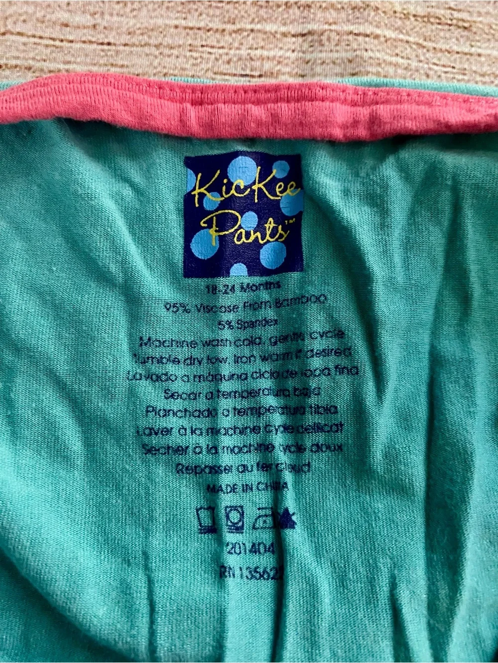 Kickee Pants Turquoise Footed One-Piece with Pink Trim